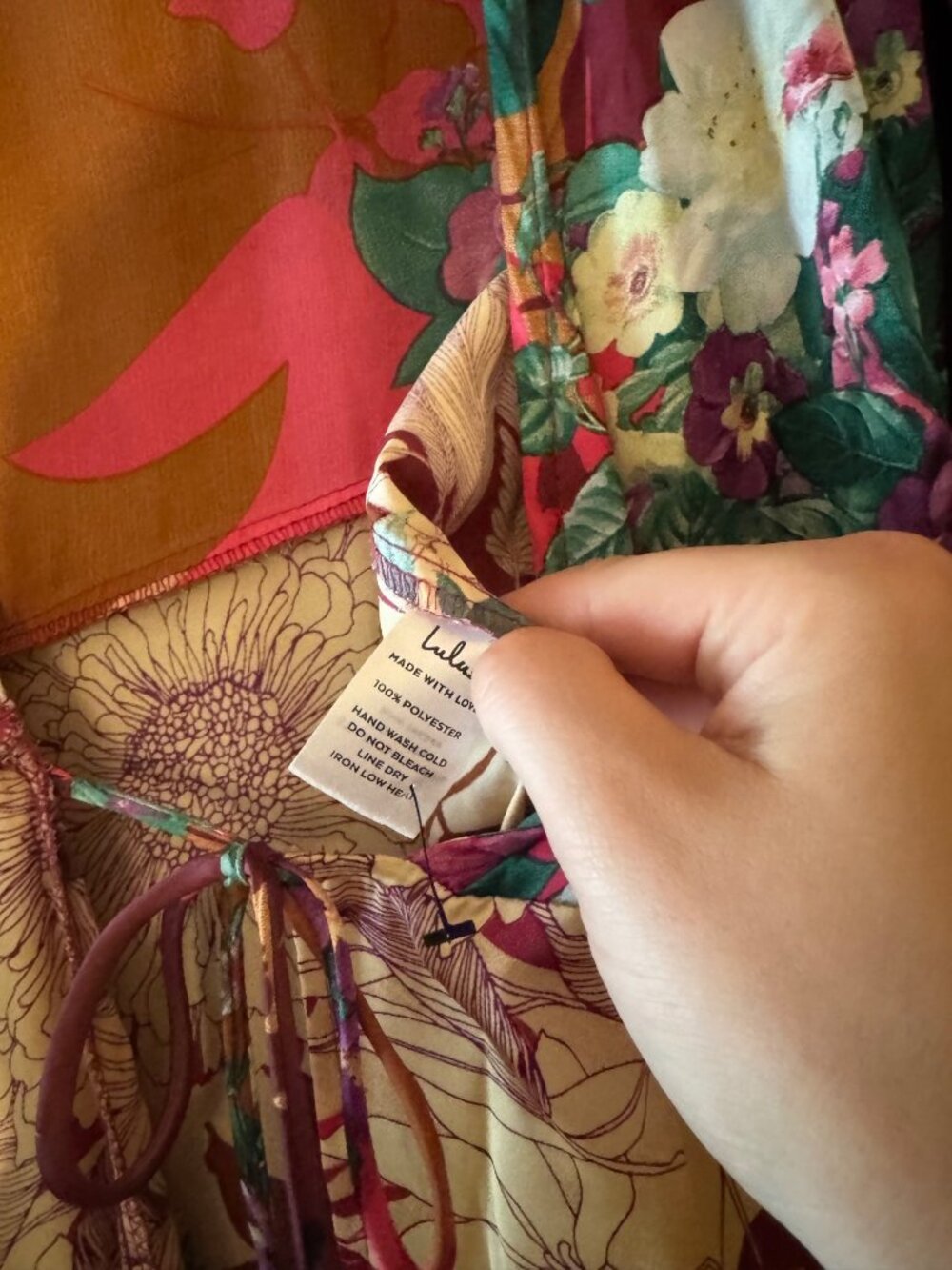 Lulus Put On a Smile Burgundy Floral Satin Wrap Maxi Dress Size XL Long Sleeve - Picture 4 of 8